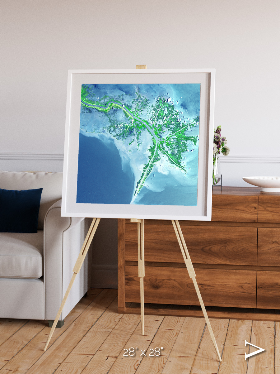 Arid Mosaic, Mississippi River Delta Framed & Mounted Print