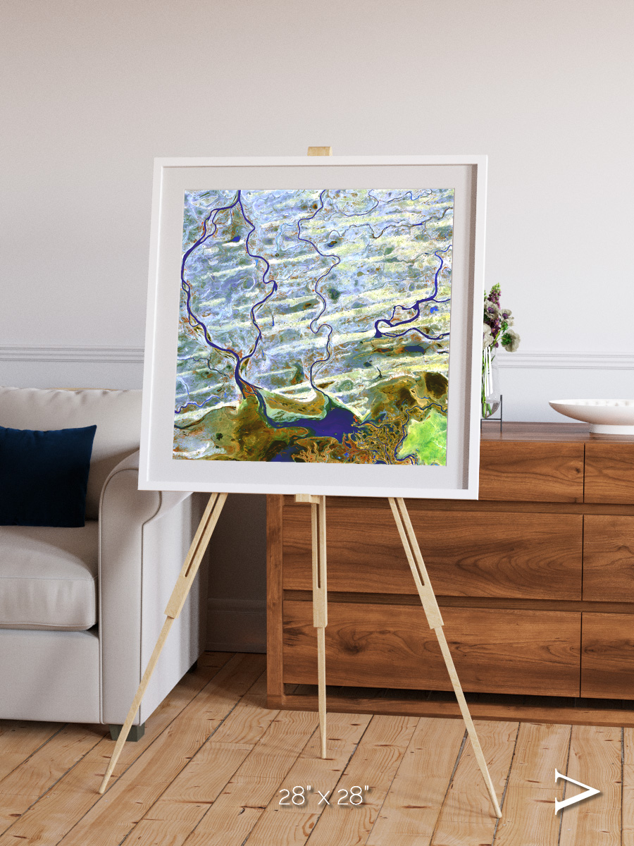 Islands in Blue, Niger River Framed & Mounted Print