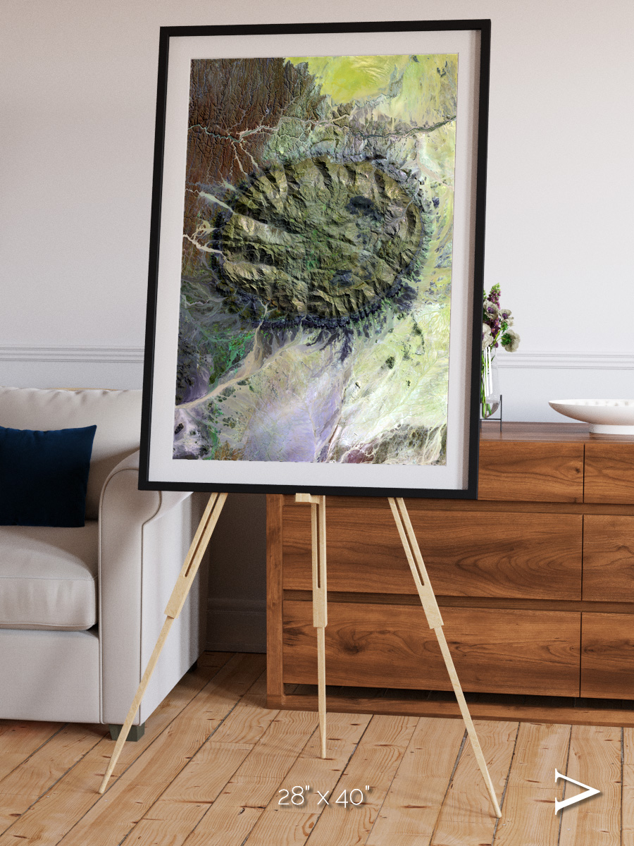 Windwritten Dunes, Brandberg Massif Framed & Mounted Print