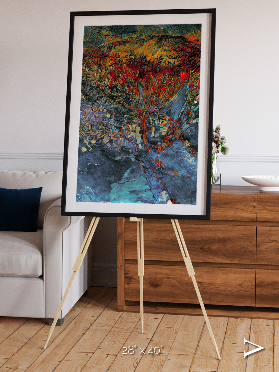 Geometric Fields, Eastern Kazakhstan Framed & Mounted Print