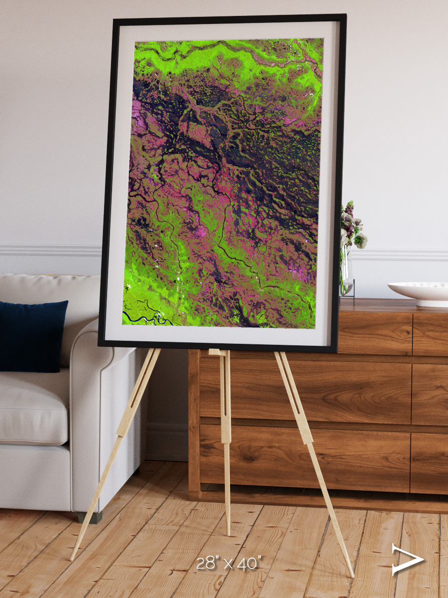 Channel Lines, Demini River Framed & Mounted Print