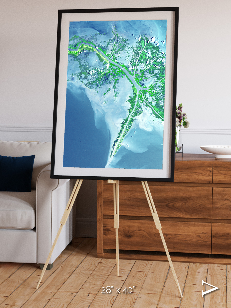 Arid Mosaic, Mississippi River Delta Framed & Mounted Print