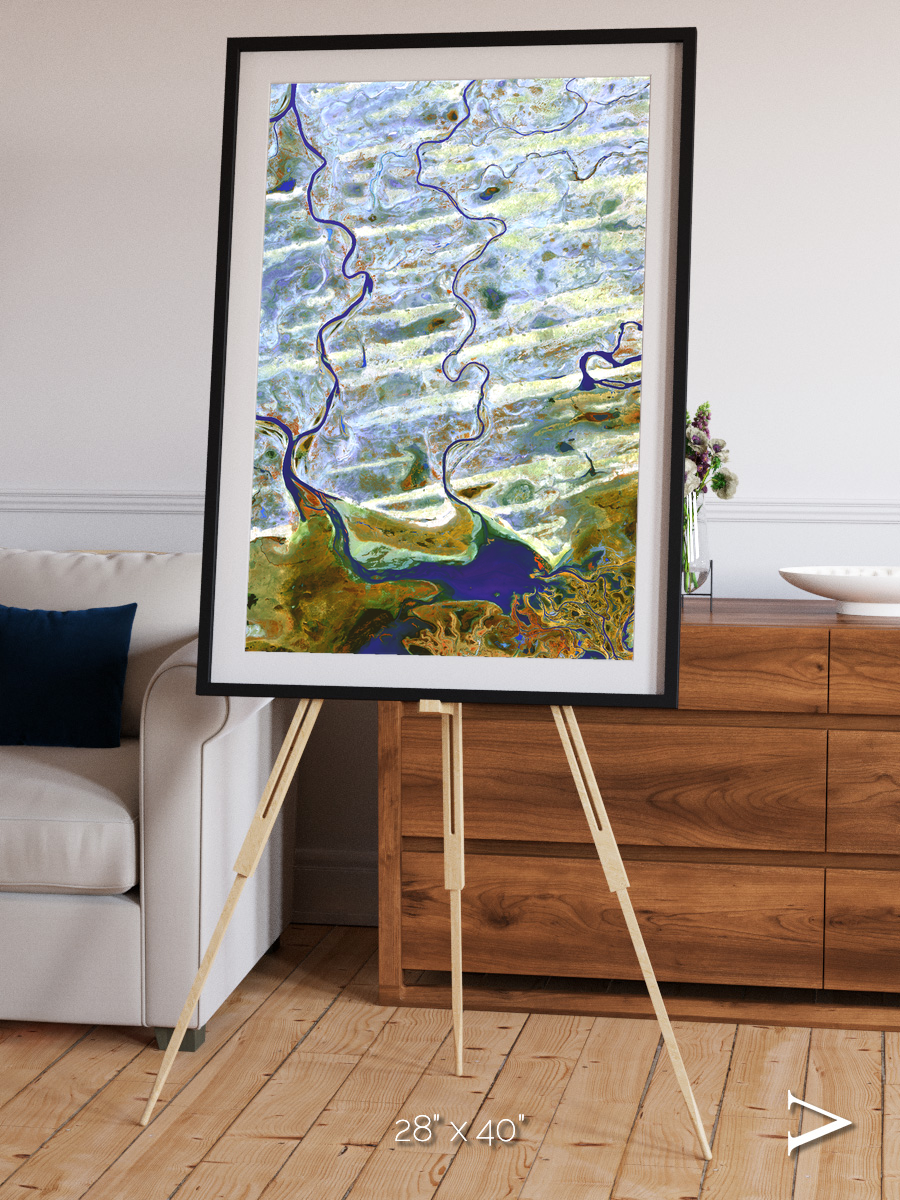 Islands in Blue, Niger River Framed & Mounted Print
