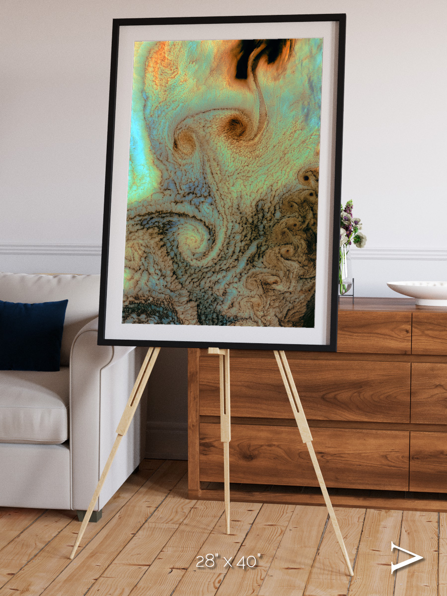 Atmospheric Patterns, Von Karman Vortices Framed & Mounted Print