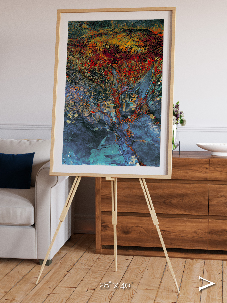 Geometric Fields, Eastern Kazakhstan Framed & Mounted Print