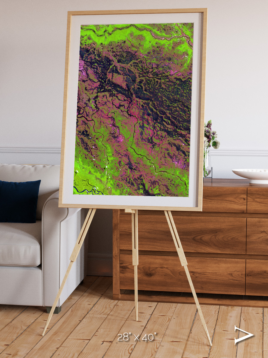 Channel Lines, Demini River Framed & Mounted Print