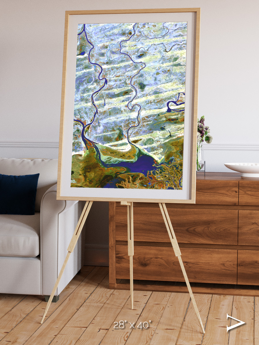Islands in Blue, Niger River Framed & Mounted Print