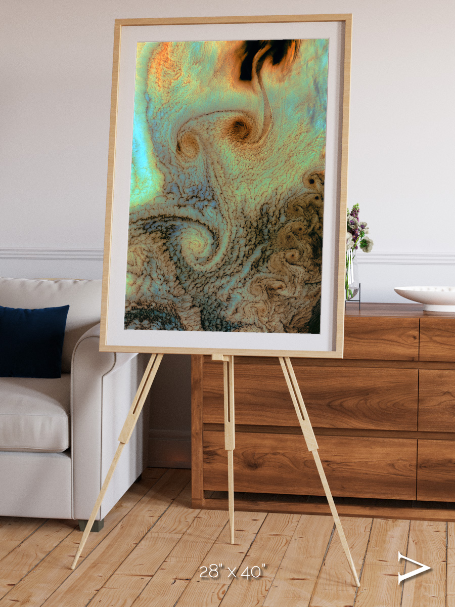 Atmospheric Patterns, Von Karman Vortices Framed & Mounted Print