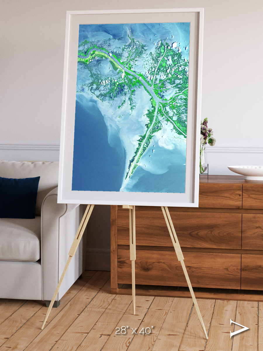 Arid Mosaic, Mississippi River Delta Framed & Mounted Print