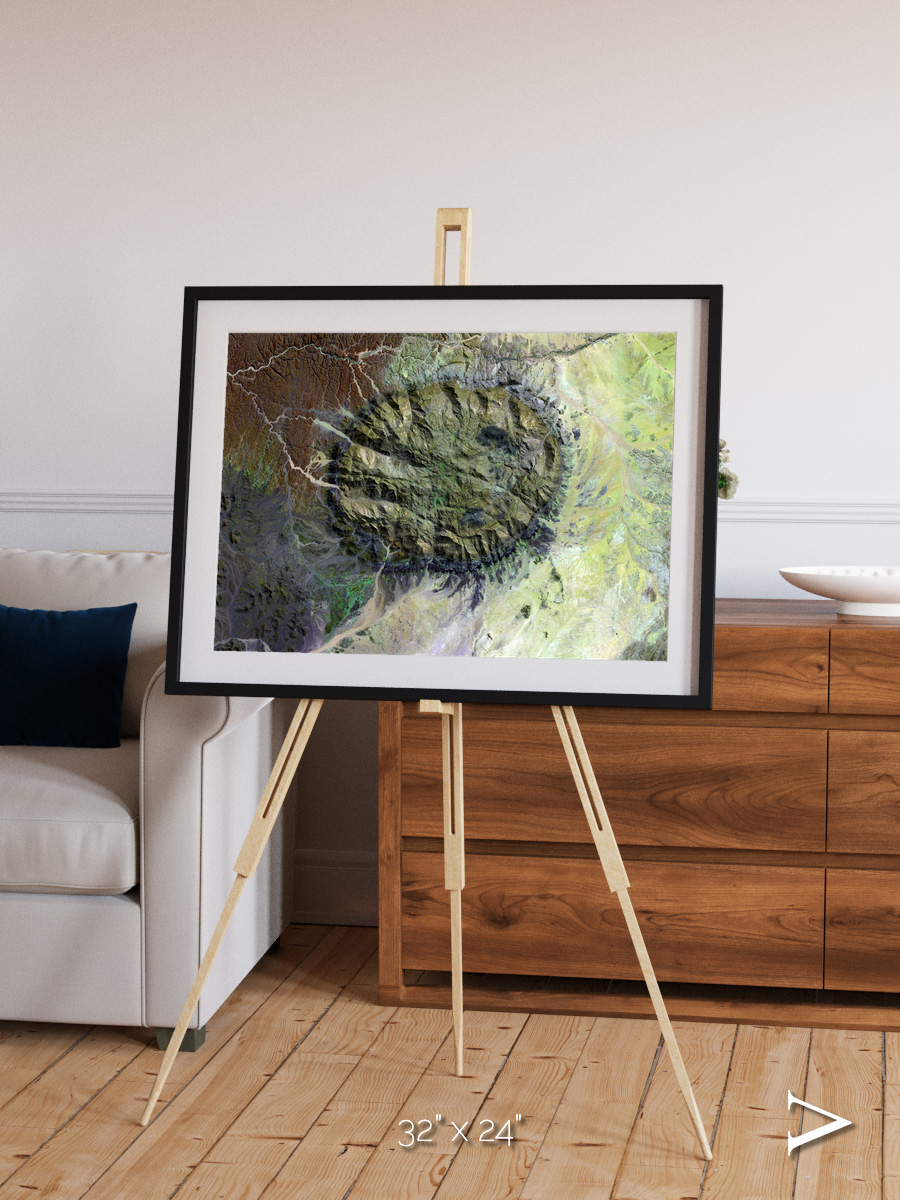 Windwritten Dunes, Brandberg Massif Framed & Mounted Print