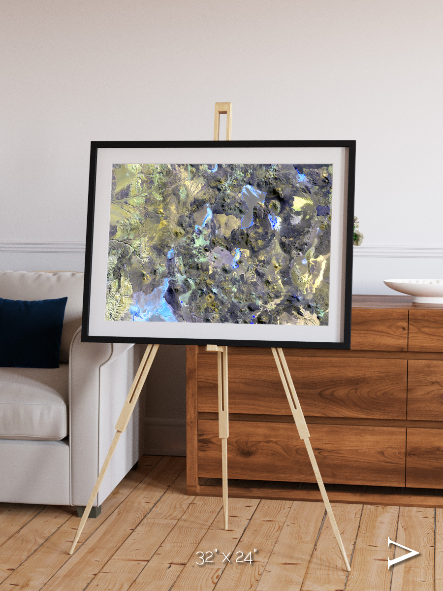Lava Lines, Chilean Volcanoes Framed & Mounted Print