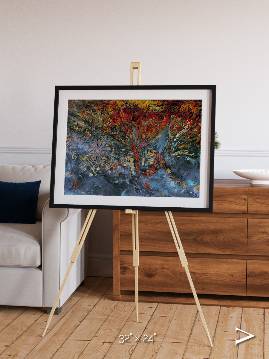 Geometric Fields, Eastern Kazakhstan Framed & Mounted Print