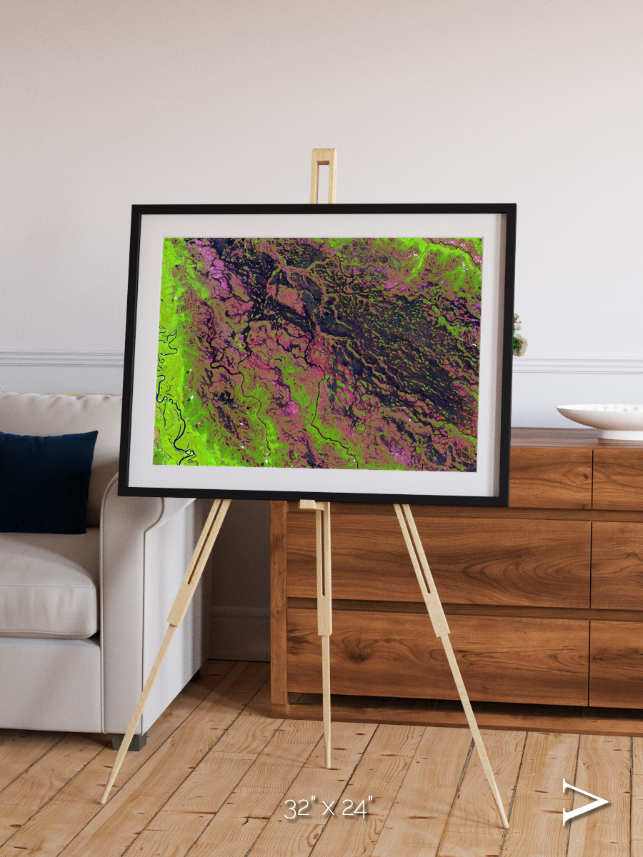 Channel Lines, Demini River Framed & Mounted Print