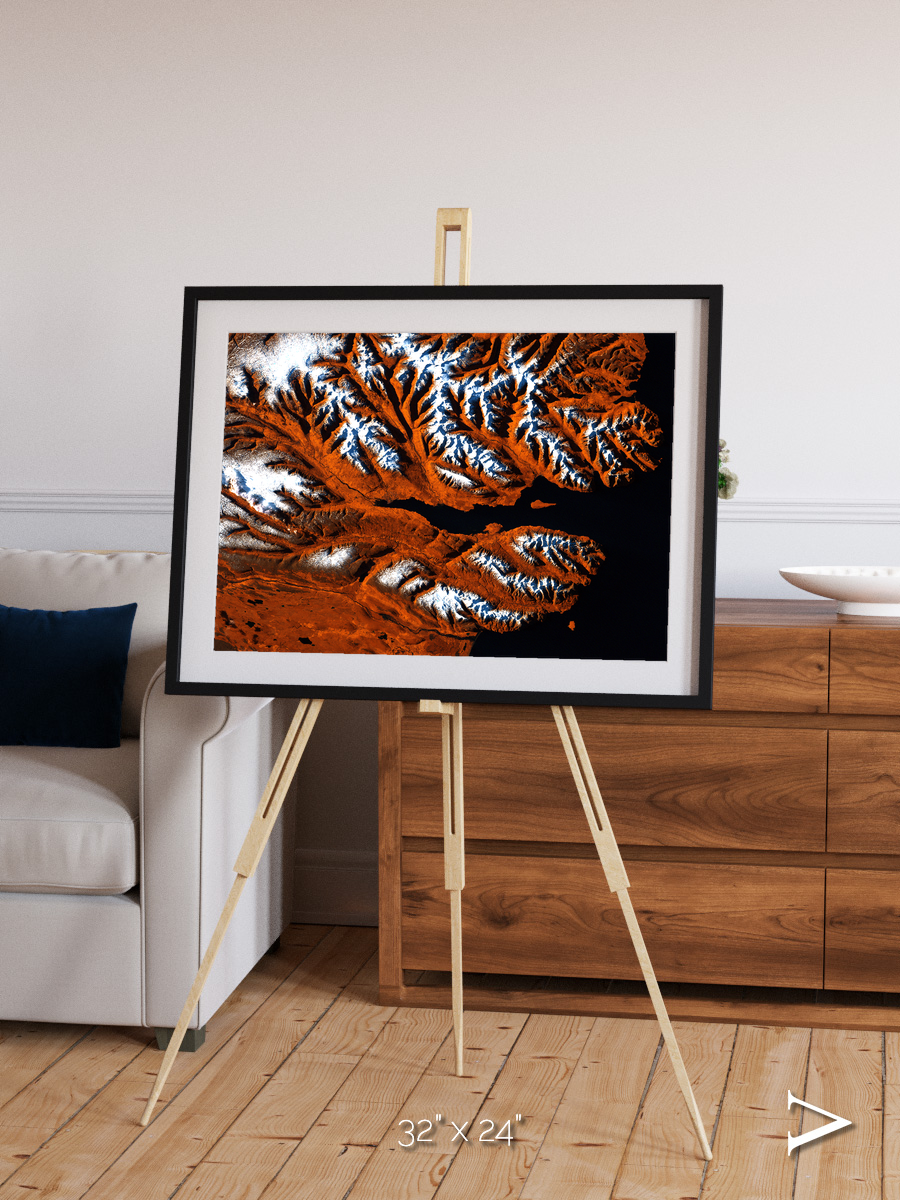Striped Coast, Eyjafjörður Framed & Mounted Print