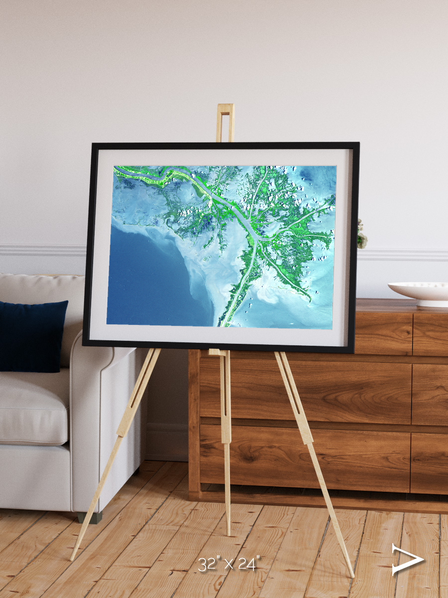 Arid Mosaic, Mississippi River Delta Framed & Mounted Print
