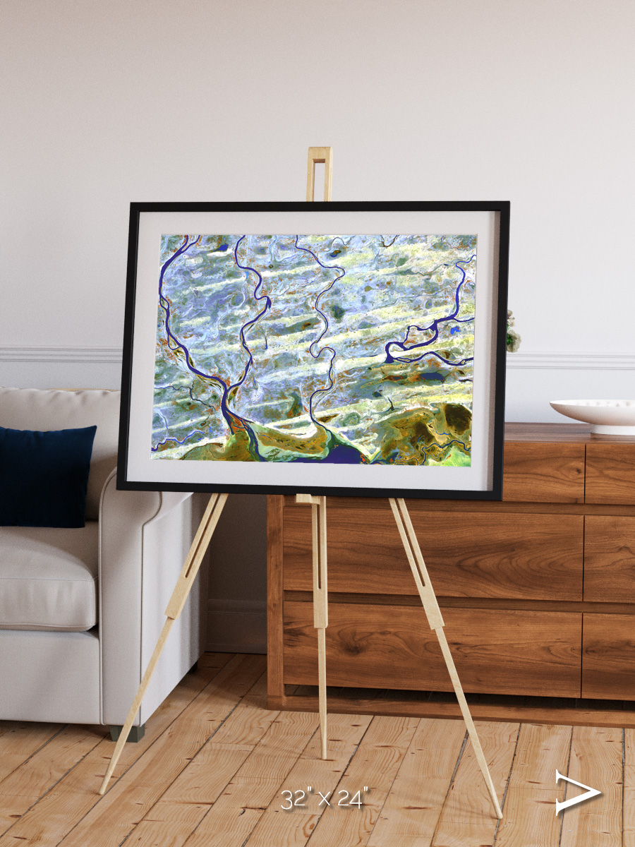 Islands in Blue, Niger River Framed & Mounted Print
