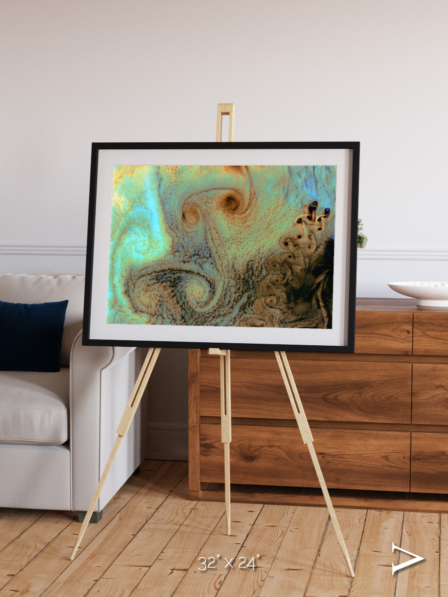 Atmospheric Patterns, Von Karman Vortices Framed & Mounted Print