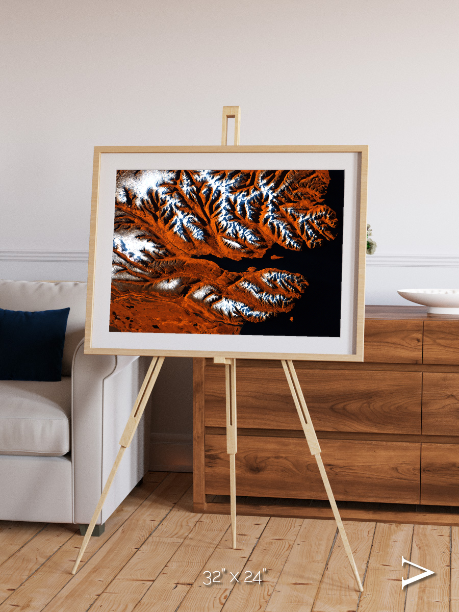 Striped Coast, Eyjafjörður Framed & Mounted Print