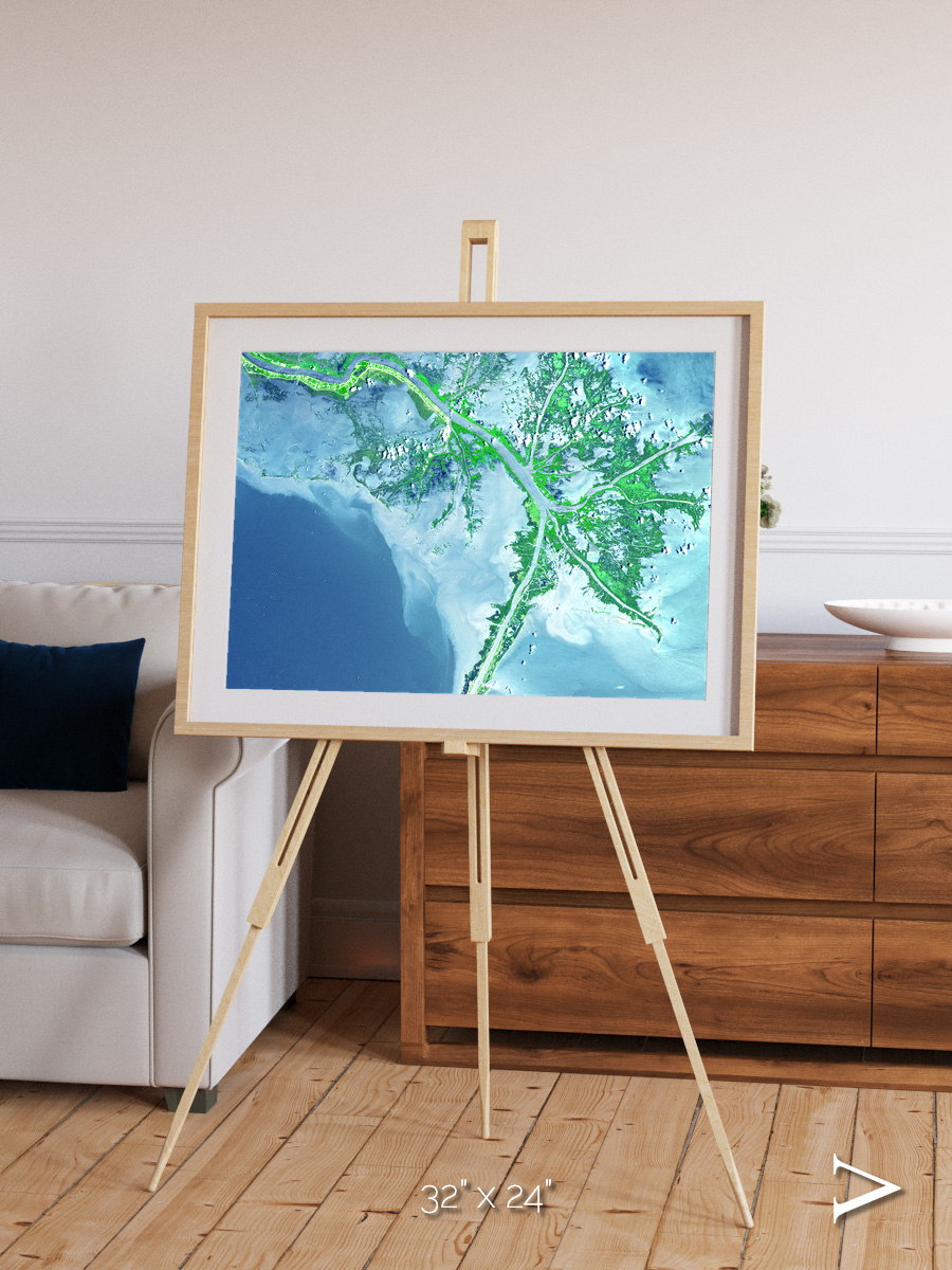 Arid Mosaic, Mississippi River Delta Framed & Mounted Print