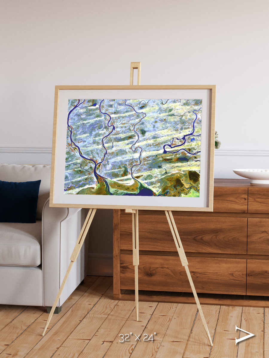 Islands in Blue, Niger River Framed & Mounted Print