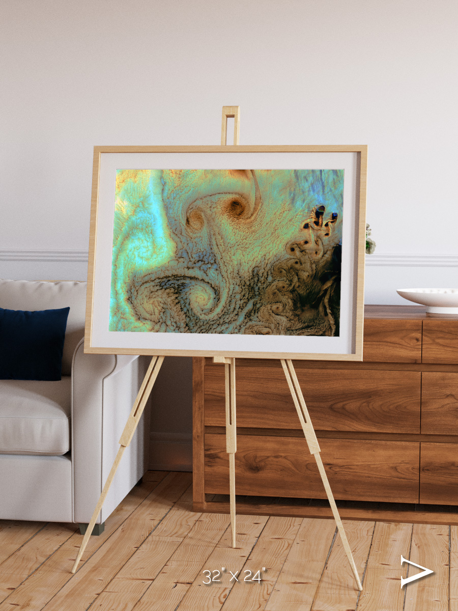 Atmospheric Patterns, Von Karman Vortices Framed & Mounted Print