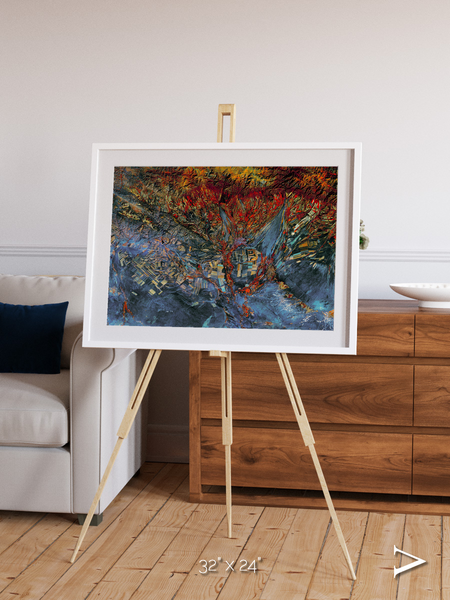 Geometric Fields, Eastern Kazakhstan Framed & Mounted Print