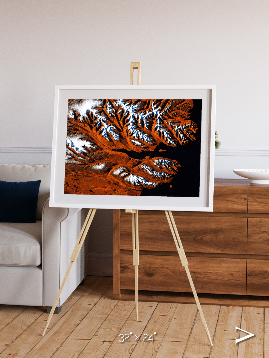 Striped Coast, Eyjafjörður Framed & Mounted Print