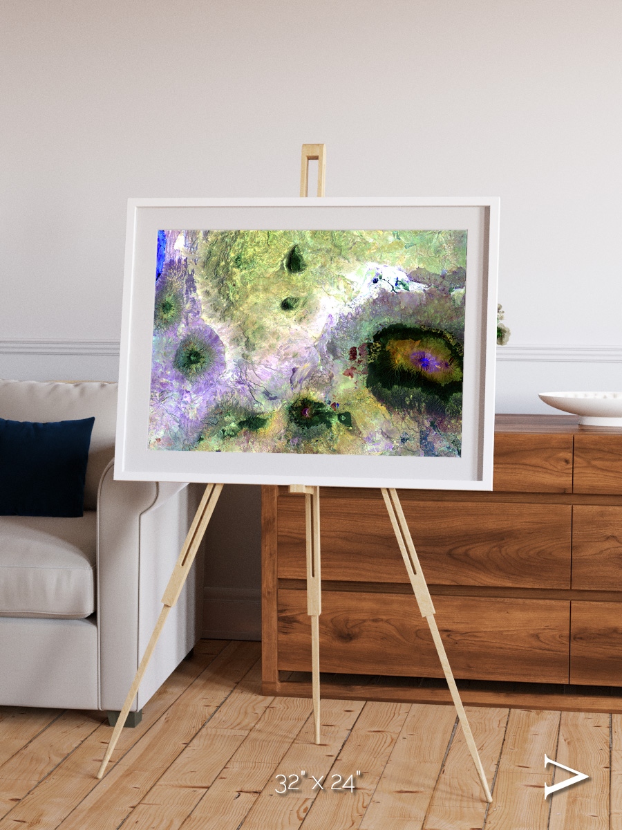Folded Ridges, Kilimanjaro Framed & Mounted Print