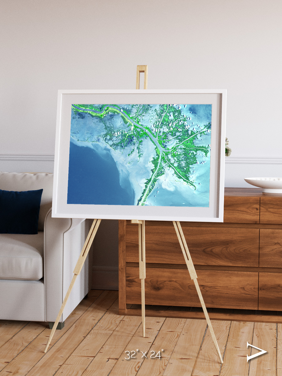 Arid Mosaic, Mississippi River Delta Framed & Mounted Print