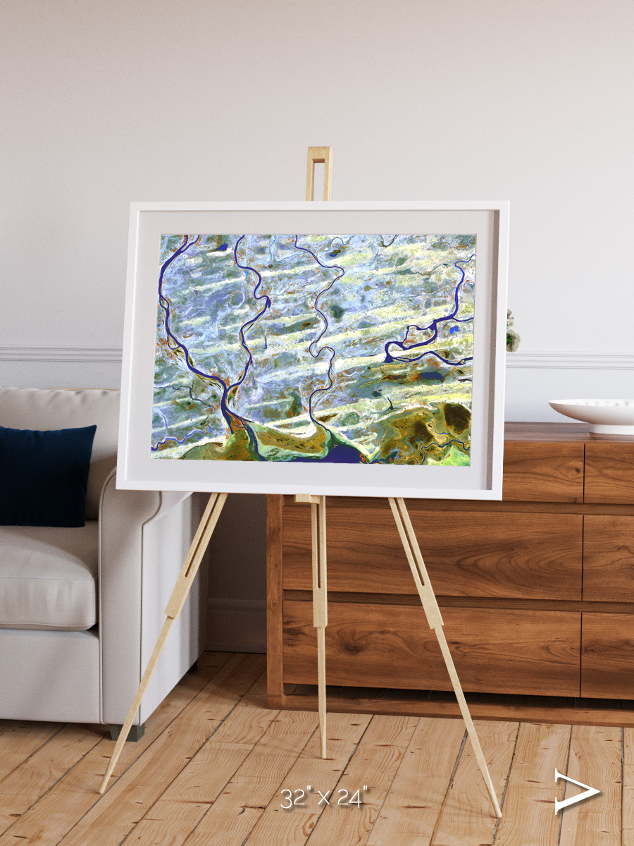 Islands in Blue, Niger River Framed & Mounted Print