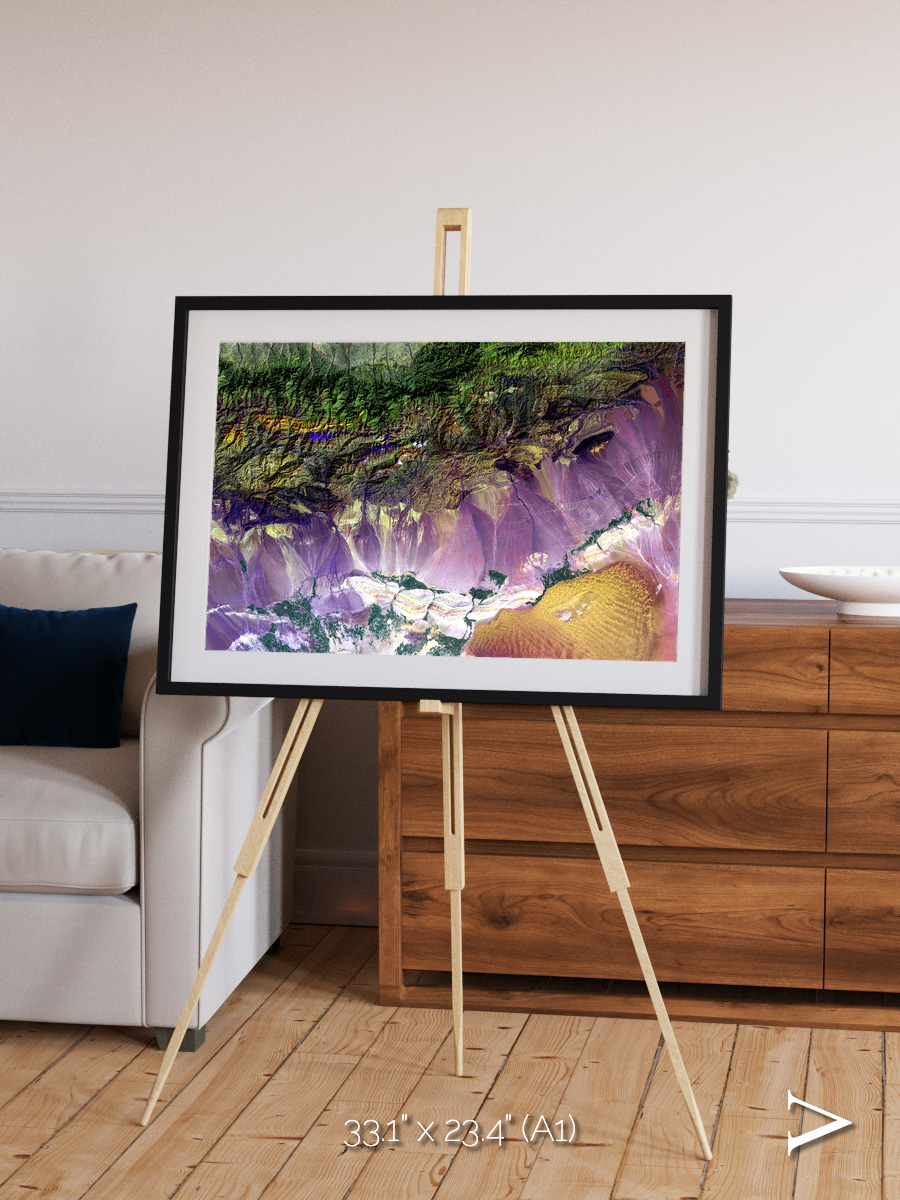 Saline Patterns, Bogda Mountains Framed & Mounted Print