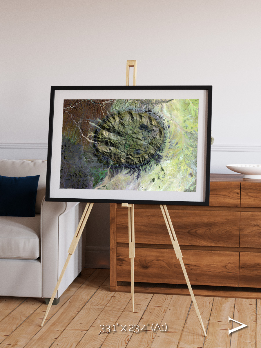 Windwritten Dunes, Brandberg Massif Framed & Mounted Print