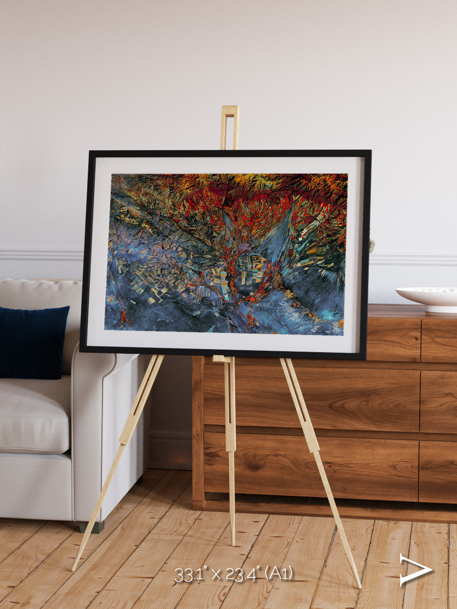 Geometric Fields, Eastern Kazakhstan Framed & Mounted Print