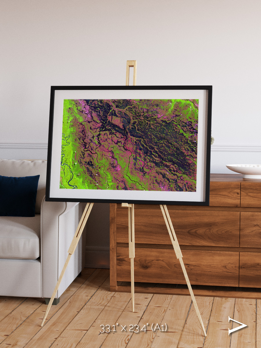 Channel Lines, Demini River Framed & Mounted Print