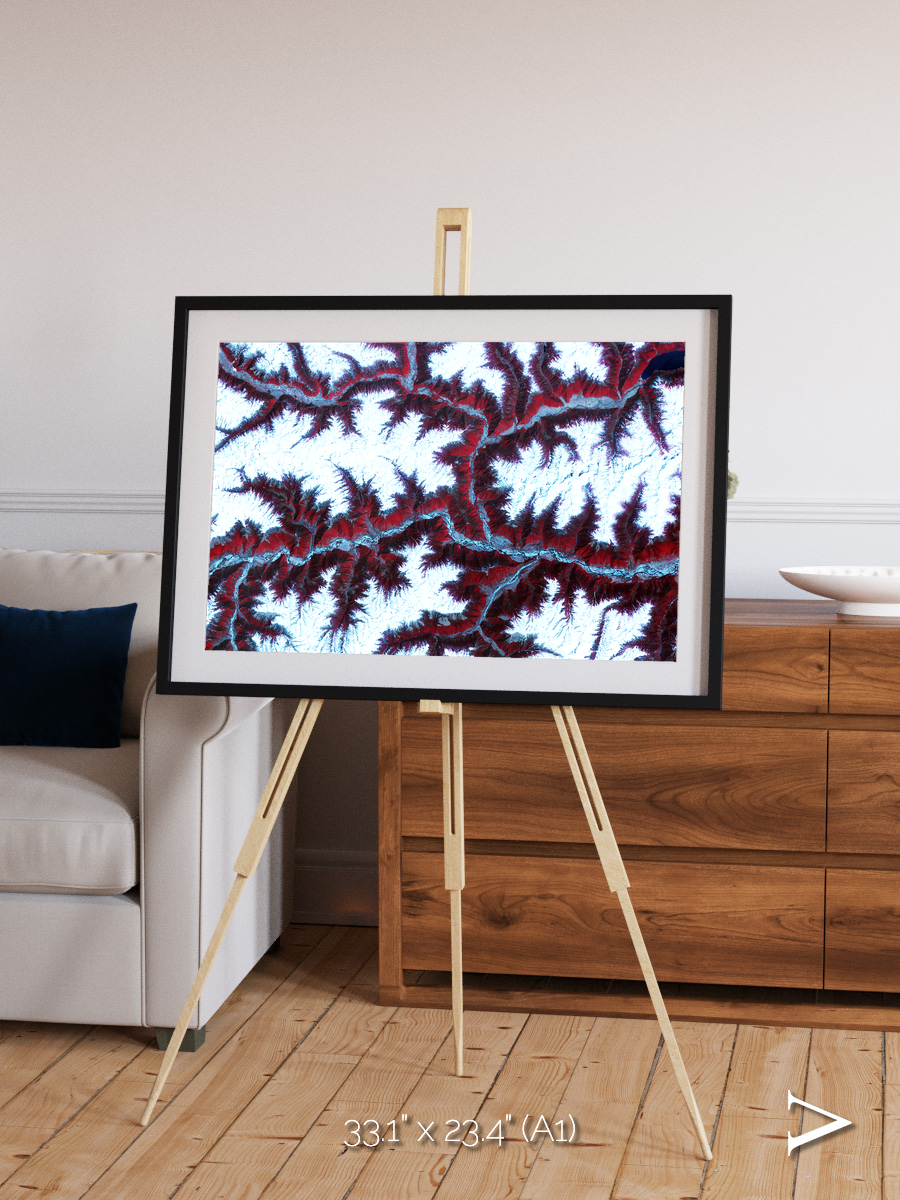 Ribbon River, Himalayas Framed & Mounted Print