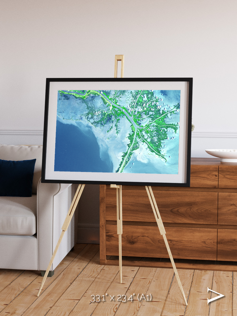 Arid Mosaic, Mississippi River Delta Framed & Mounted Print