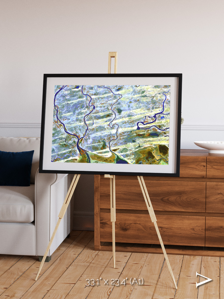 Islands in Blue, Niger River Framed & Mounted Print