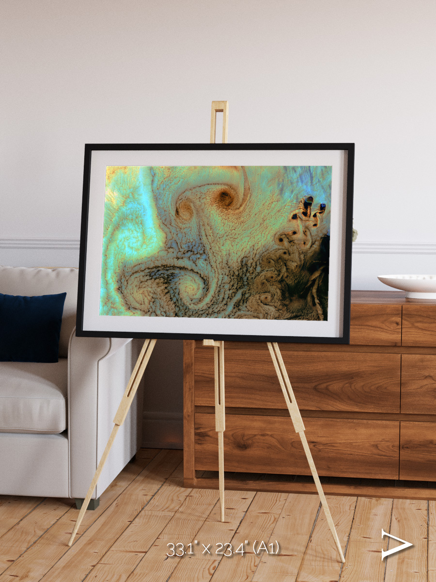 Atmospheric Patterns, Von Karman Vortices Framed & Mounted Print