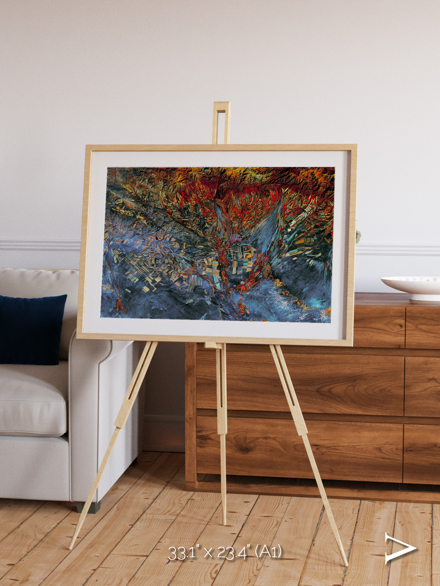 Geometric Fields, Eastern Kazakhstan Framed & Mounted Print