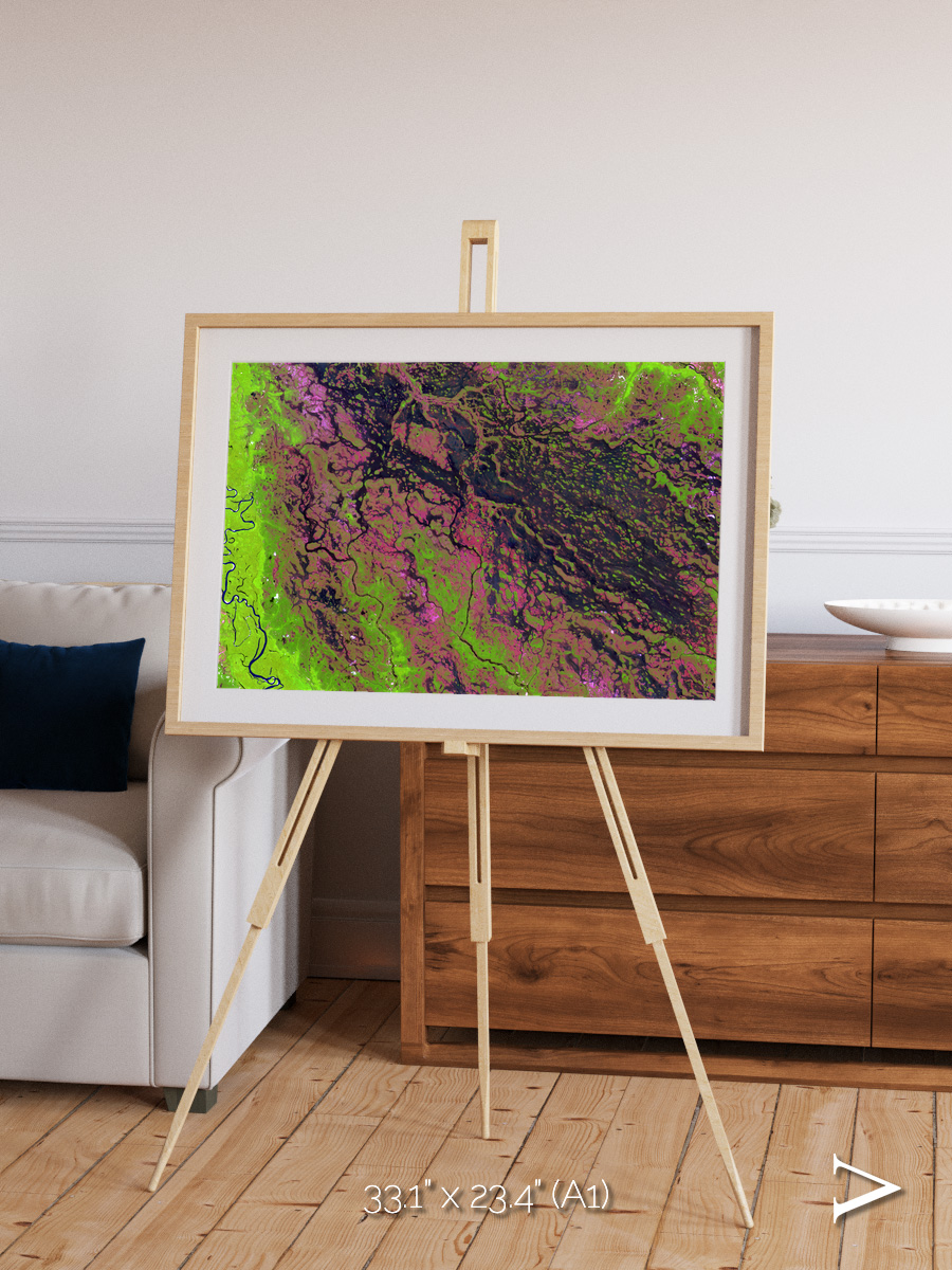 Channel Lines, Demini River Framed & Mounted Print