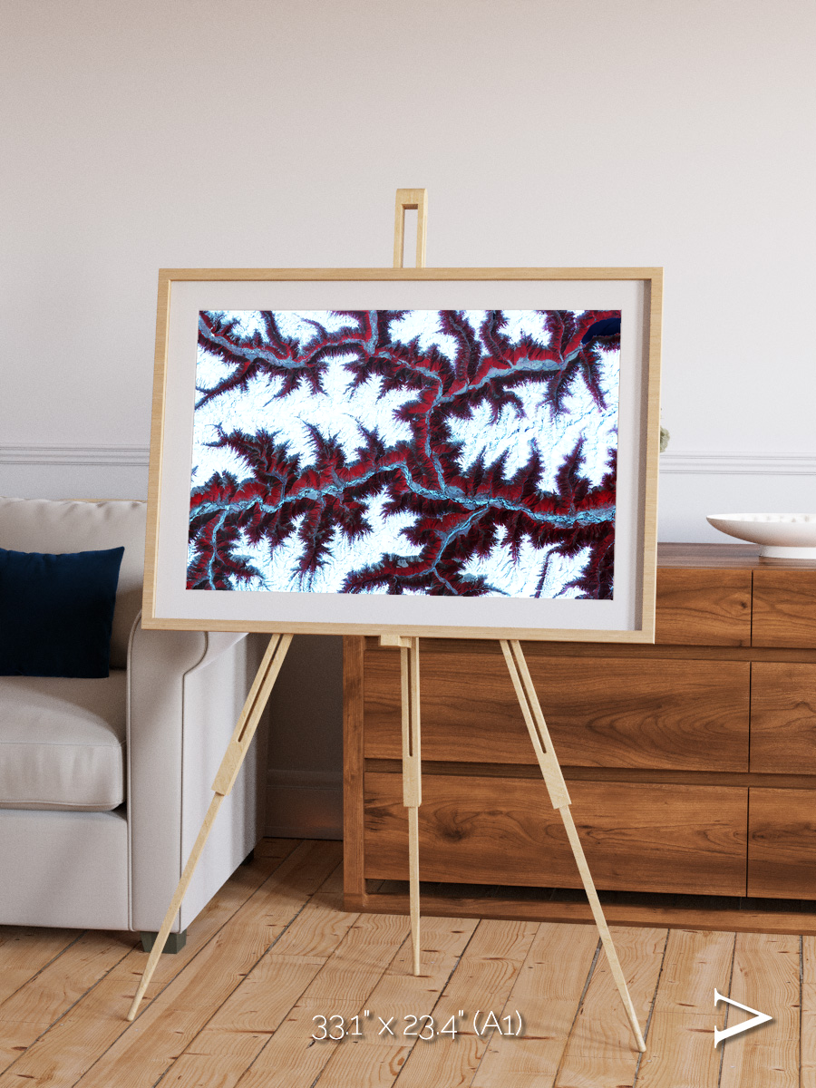 Ribbon River, Himalayas Framed & Mounted Print