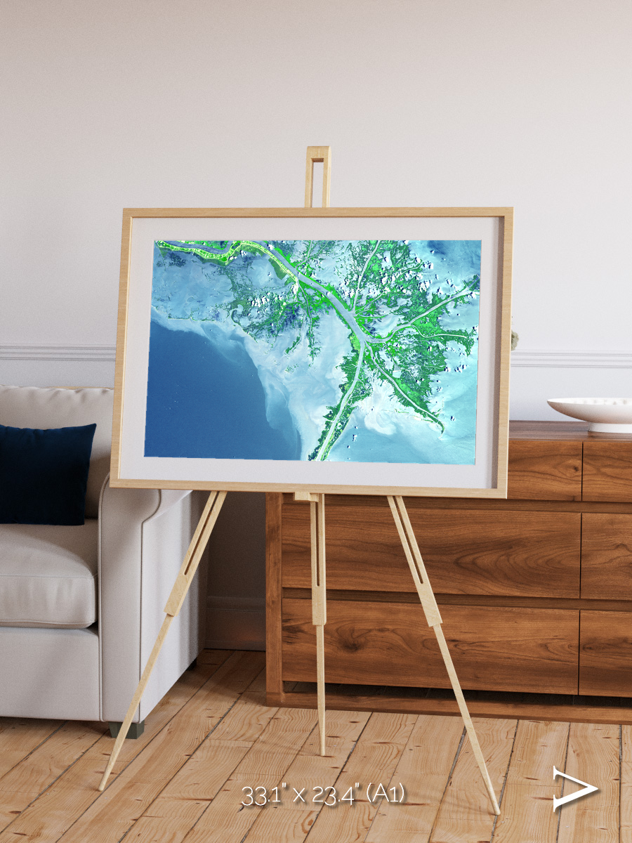 Arid Mosaic, Mississippi River Delta Framed & Mounted Print