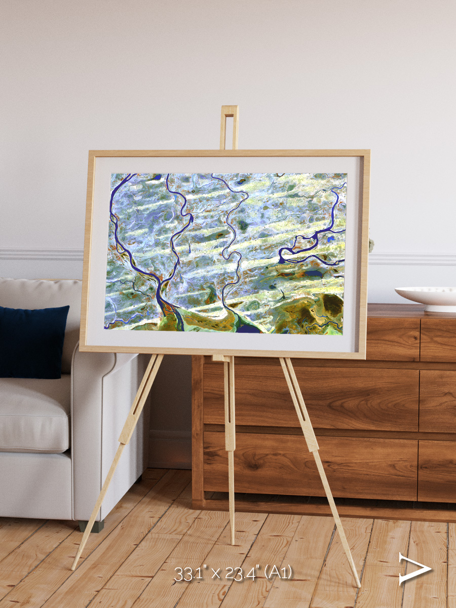 Islands in Blue, Niger River Framed & Mounted Print
