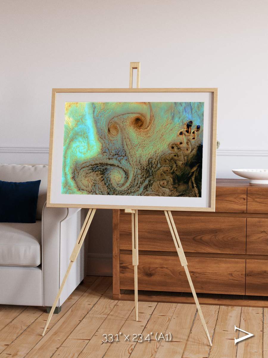 Atmospheric Patterns, Von Karman Vortices Framed & Mounted Print