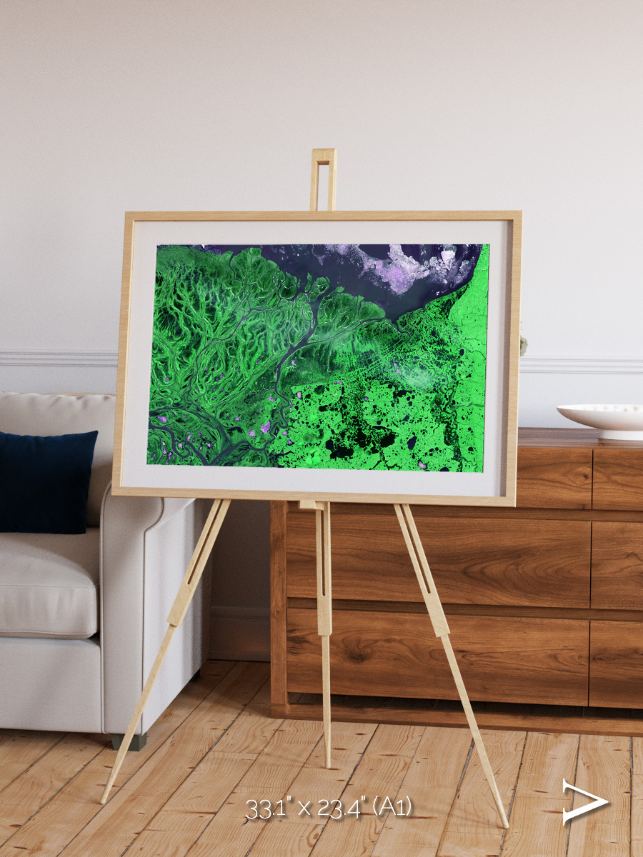 Polar Flow, Yukon Delta Framed & Mounted Print