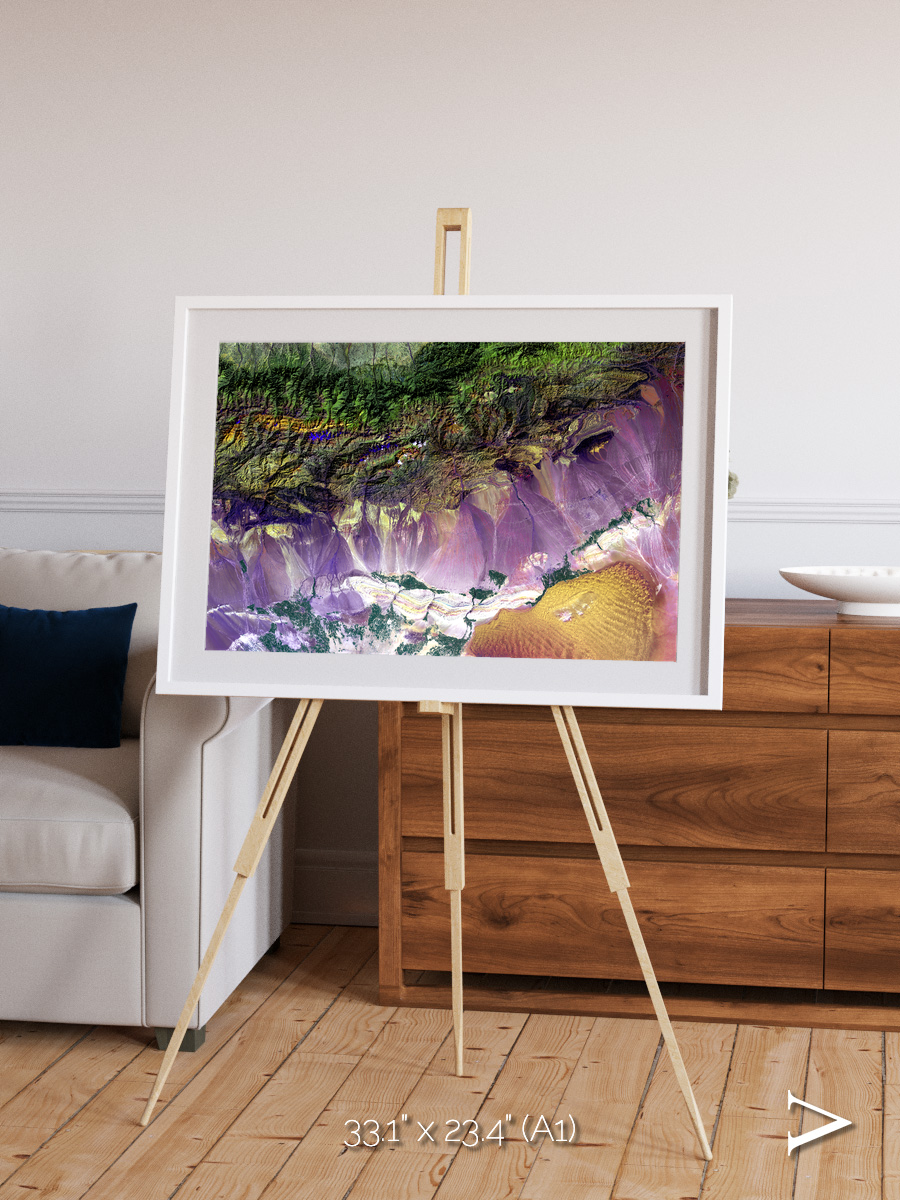 Saline Patterns, Bogda Mountains Framed & Mounted Print
