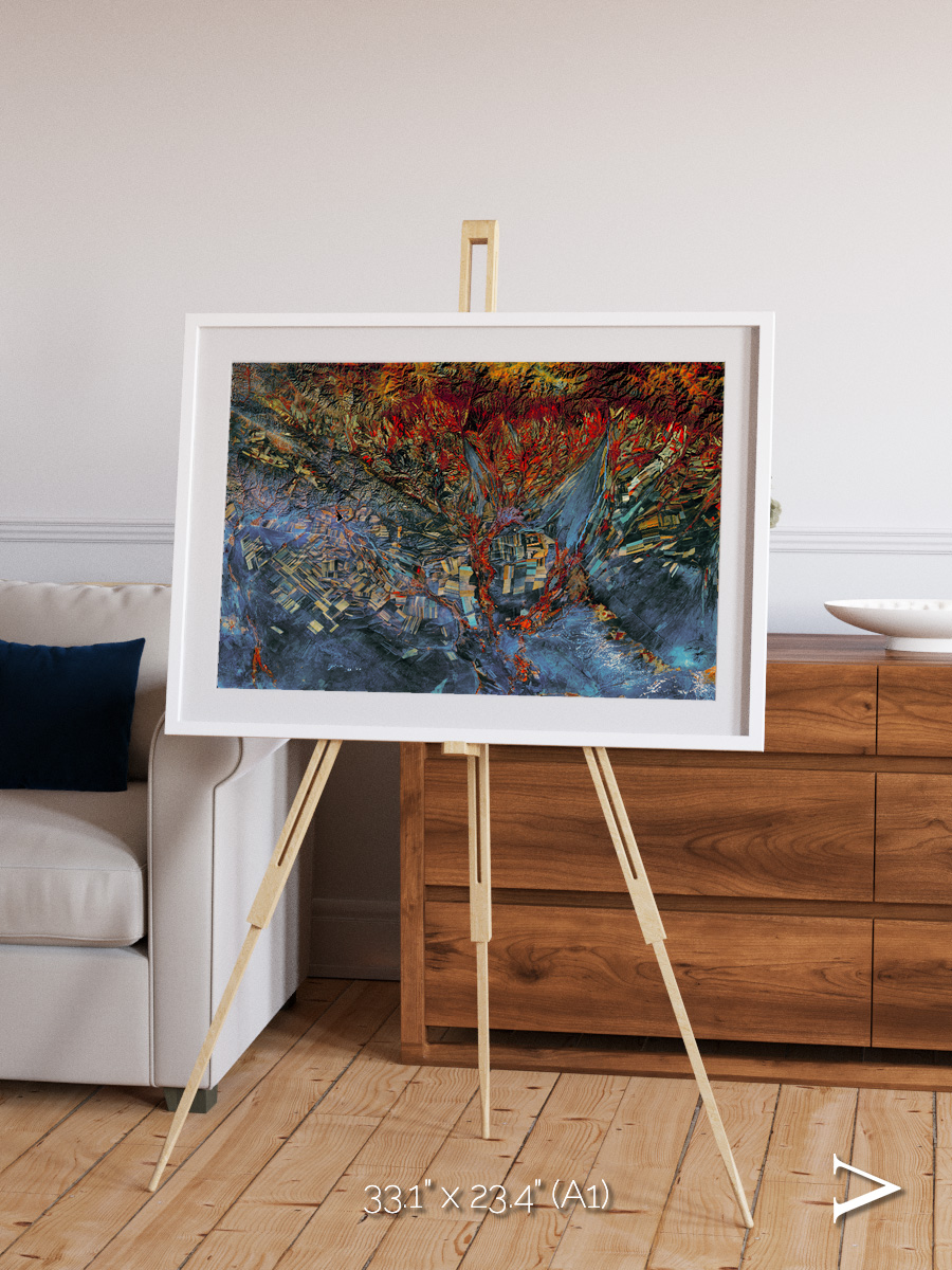 Geometric Fields, Eastern Kazakhstan Framed & Mounted Print