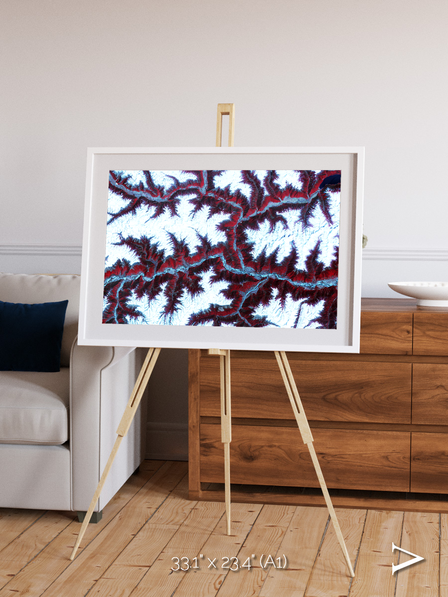 Ribbon River, Himalayas Framed & Mounted Print