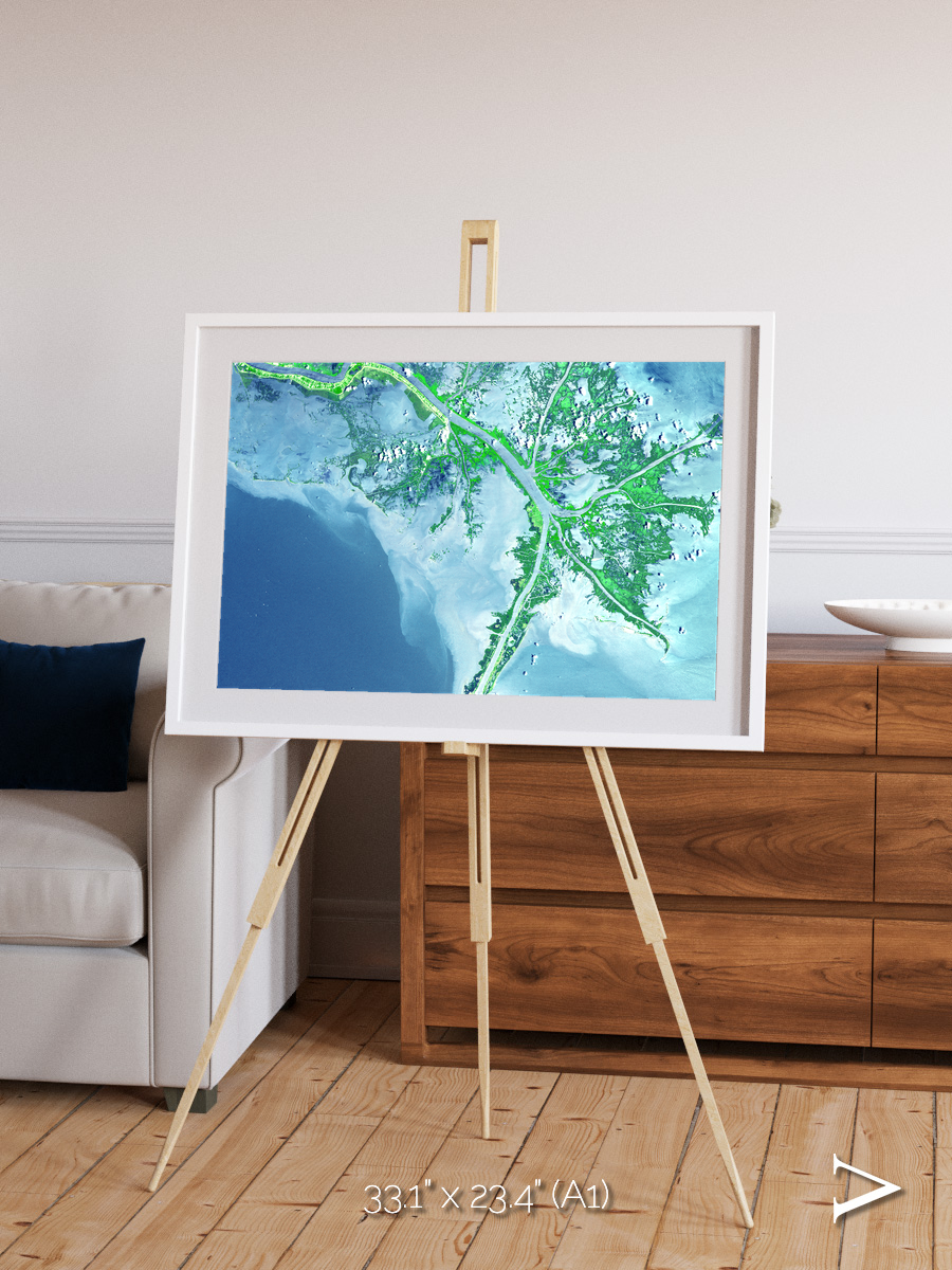 Arid Mosaic, Mississippi River Delta Framed & Mounted Print