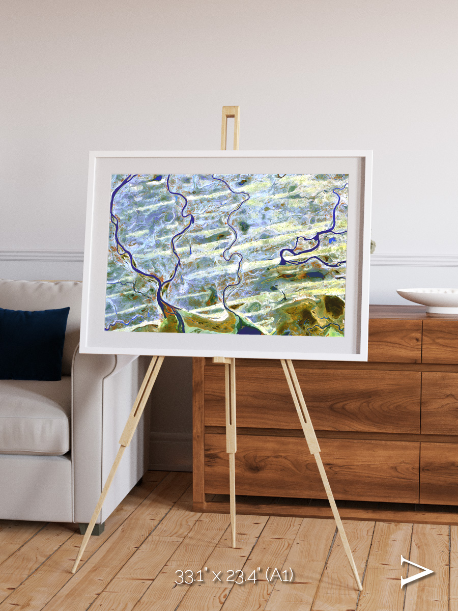 Islands in Blue, Niger River Framed & Mounted Print